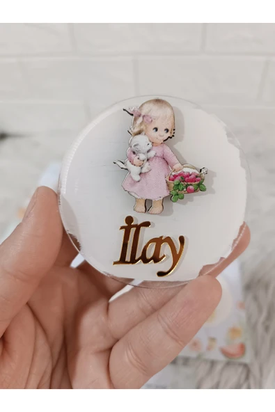Doğrukan Hediyelik 10 adet sepetli kız figirlü pleksi magnet yenidoğan doğum günü mevlüt hediyelikleri ürün görseli