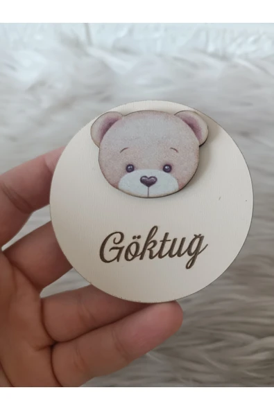 Doğrukan Hediyelik Ayıcık Figürlü Ahşap Yenidoğan Magnet Hediyelik(20 ADET) ürün görseli