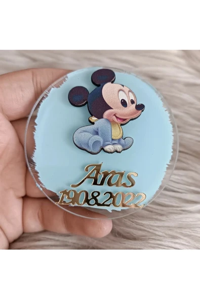 Doğrukan Hediyelik Bebek Mickey Mouse Figürlü Yenidoğan Doğum Günü Pleksi Magnet Hediyelik(10 adet) ürün görseli