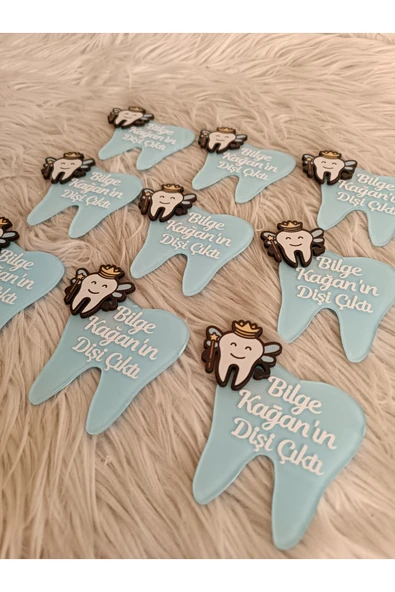 Doğrukan Hediyelik 10 adet diş şeklinde pleksi magnet mavi renk yenidoğan doğum günü mevlüt hediyelikleri - Resim 2