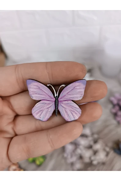 Doğrukan Hediyelik Antenli Kelebek 4 Cm Figür Bebek Ürünü Süslemelerinde Kullanıma Uygun Ahşap Üzeri Uv Baskı(25 ADET) ürün görseli