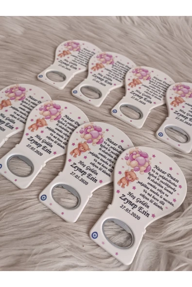 Doğrukan Hediyelik 50 adet pembe balonlu ayıcıklı balon açacak magnet yenidoğan doğum günü mevlüt hediyelikleri - Resim 2