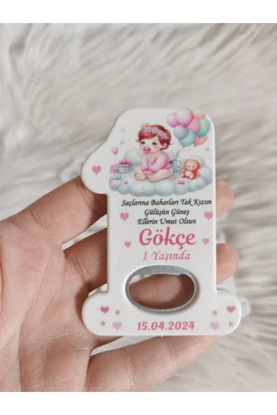 Doğrukan Hediyelik 25 adet bulutta oturan kız bebekli 1 açacak magnet yenidoğan doğum günü hediyelikleri ürün görseli