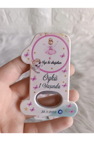 Doğrukan Hediyelik 10 adet peri kızlı pembeli 1 rakam açacak magnet yenidoğan doğum günü mevlüt magnet hediyelik