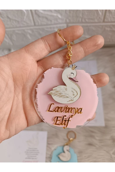 Doğrukan Hediyelik Kuğu konsept anahtarlık kartlı yenidoğan doğum günü hediyelikleri(10 adet) ürün görseli