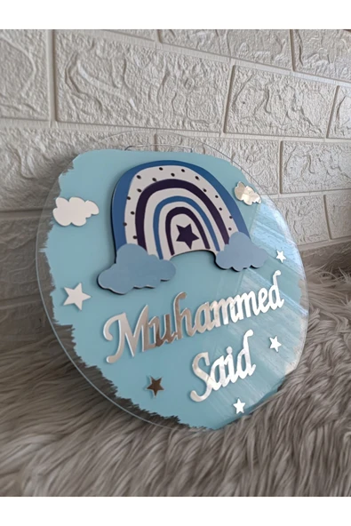 Doğrukan Hediyelik 30 cm gökkuşağı figürlü bebek odası çocuk odası kapı süsü hediyelik - Resim 2