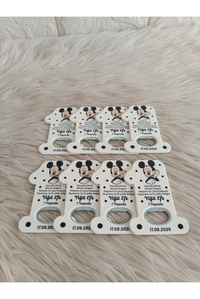 Doğrukan Hediyelik 50 adet Mickey mouse konsept 1 rakam açacak yenidoğan doğum günü mevlüt magnet hediyelik - Resim 3