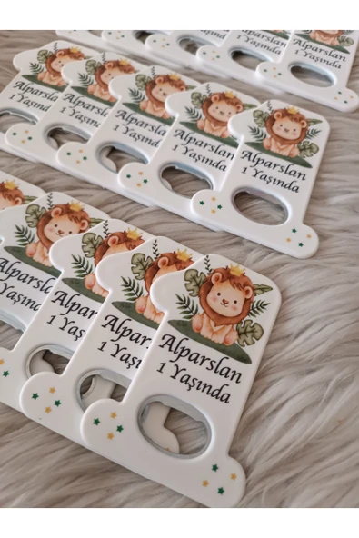 Doğrukan Hediyelik Aslan Figürlü 1 Rakam Açacak Yenidoğan Doğum Günü Hediyelik(10 adet) - Resim 3