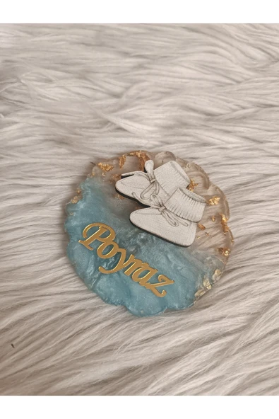 Doğrukan Hediyelik 10 adet krem patikli mavi epoksi magnet yenidoğan doğum günü hediyelikleri - 3