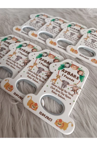 Doğrukan Hediyelik 10 adet rengarenk safari konsept 1 rakam açacak magnet hediyelik yenidoğan doğum günü hediyesi - Resim 2