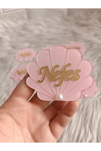 Doğrukan Hediyelik 10 adet istiridye pleksi isimli magnet yenidoğan doğum günü mevlüt hediyelikleri