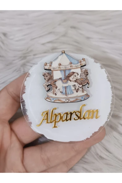 Doğrukan Hediyelik Mavi atlı karınca pleksi magnet yenidoğan doğum günü mevlüt magnet hediyelik (10 adet) ürün görseli