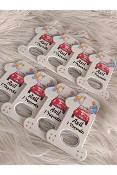 Doğrukan Hediyelik 10 adet arabalı hayvanlı 1 rakam açacak magnet yenidoğan doğum günü mevlüt hediyelikleri - Resim 2