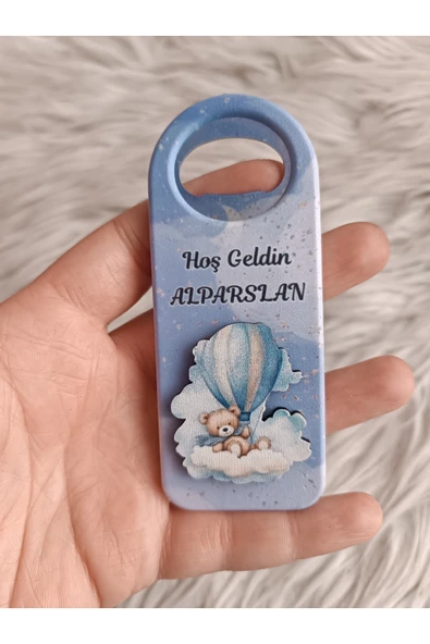 Doğrukan Hediyelik 10 adet bulutta balonlu ayıcıklı kabartmalı uzun açacak magnet yenidoğan doğum günü hediyelik ürün görseli