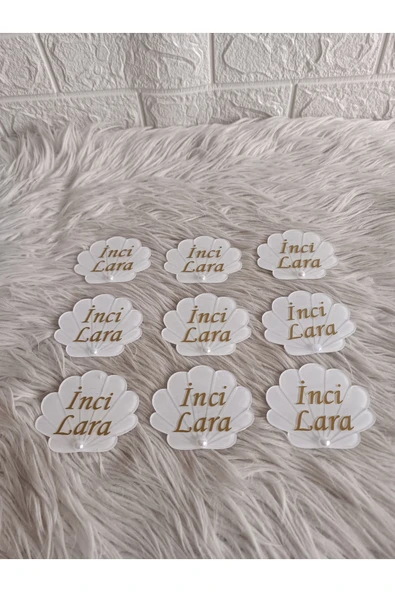 Doğrukan Hediyelik 10 adet pleksi istiridye pleksi folyo yazılı incili yenidoğan doğum günü hediyelikleri - Resim 3