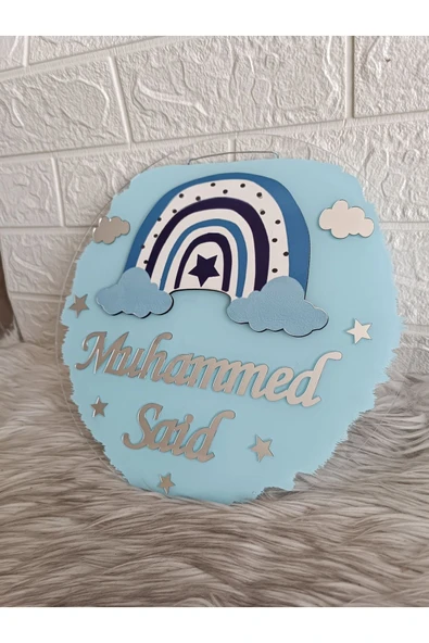 Doğrukan Hediyelik 30 cm gökkuşağı figürlü bebek odası çocuk odası kapı süsü hediyelik - Resim 3