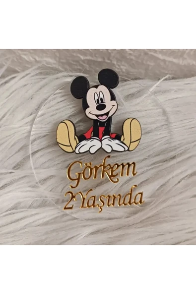 Doğrukan Hediyelik Mickey Mouse konsept şeffaf pleksi yenidoğan doğum günü mevlüt hediyelik(10 adet) - 2