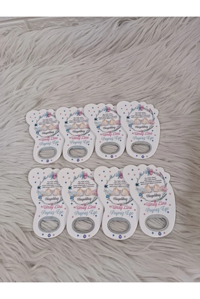 Doğrukan Hediyelik 25 adet ikiz bebekler için ayak açacak yenidoğan doğum günü mevlüt magnet hediyelik - Resim 3