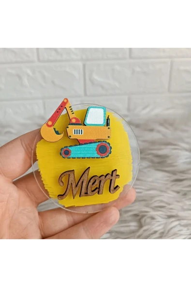 Doğrukan Hediyelik 10 Adet İş Makinesi Konsept Traktörlü Pleksi Figürlü Yenidoğan Doğum Günü Magnet Hediyelik ürün görseli