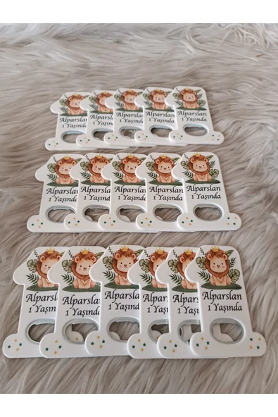 Doğrukan Hediyelik Aslan Figürlü 1 Rakam Açacak Yenidoğan Doğum Günü Hediyelik(10 adet) - Resim 2