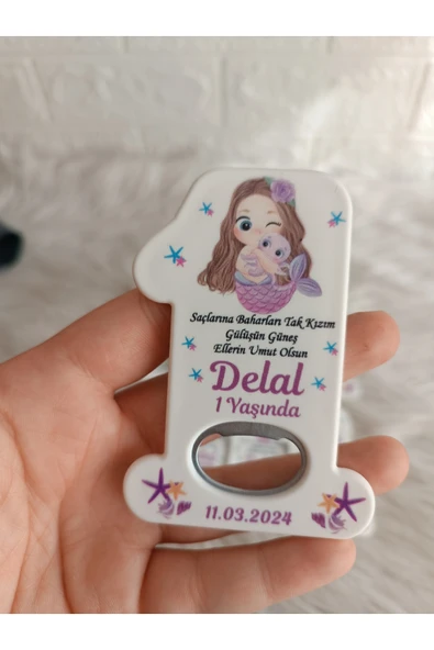 Doğrukan Hediyelik 25 adet deniz kızı konsept 1 rakam açacak yenidoğan doğum günü mevlüt magnet hediyelikleri ürün görseli