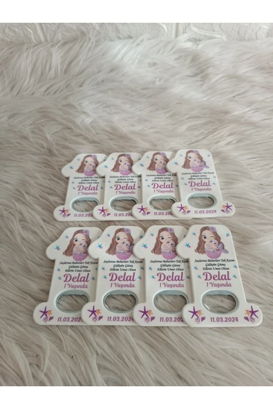 Doğrukan Hediyelik 25 adet deniz kızı konsept 1 rakam açacak yenidoğan doğum günü mevlüt magnet hediyelikleri - Resim 3