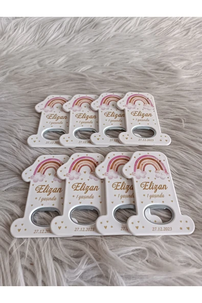 Doğrukan Hediyelik 10 adet gökkuşaklı 1 rakam açacak yenidoğan doğum günü mevlüt hediyelikleri - Resim 3