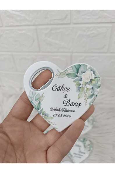 Doğrukan Hediyelik 20 adet kalp açacak yeşillikli magnet nikah, nişan, söz magnet hediyelik
