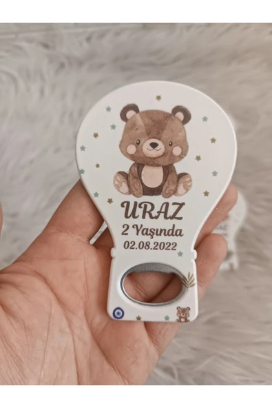 Doğrukan Hediyelik Kahverengi oturan ayıcıklı balon magnet açacak yenidoğan doğum günü mevlüt hediyelik(25 adet) ürün görseli