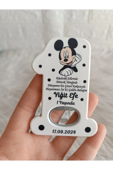 Doğrukan Hediyelik 10 adet Mickey mouse konsept 1 rakam açacak yenidoğan doğum günü mevlüt magnet hediyelik ürün görseli