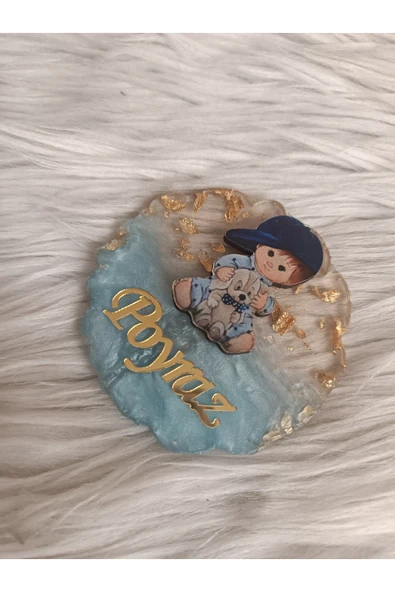 Doğrukan Hediyelik 10 adet oturan köpekli bebek epoksi magnet yenidoğan doğum günü hediyelikleri - Resim 3