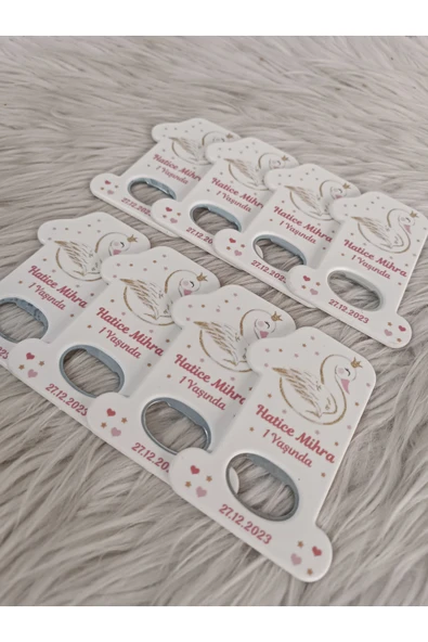 Doğrukan Hediyelik 25 adet taçlı kuğulu 1 rakam açacak magnet yenidoğan doğum günü mevlüt hediyelikleri - Resim 2