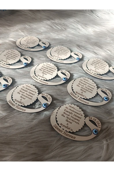 Doğrukan Hediyelik 20 adet vav sünnet yenidoğan doğum günü hediyelik nazar boncuklu - Resim 2