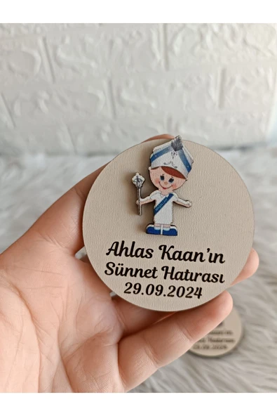 Doğrukan Hediyelik 10 adet sünnet çocuk figürlü ahşap magnet yenidoğan doğum günü mevlüt hediyelikleri ürün görseli