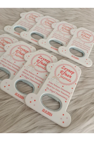 Doğrukan Hediyelik 50 adet pembe gökkuşaklı konsept 1 rakam açacak yenidoğan doğum günü mevlüt hediyelikleri - Resim 2