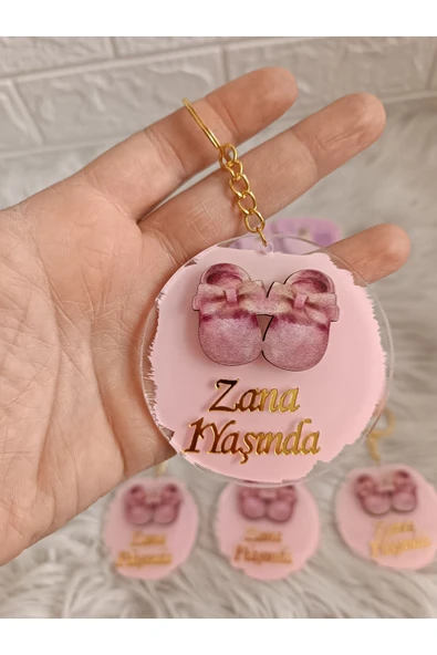 Doğrukan Hediyelik Kız Bebek Patik Figürlü Yenidoğan Doğum Günü Anahtarlık Hediyelik (10 ADET) - Resim 2