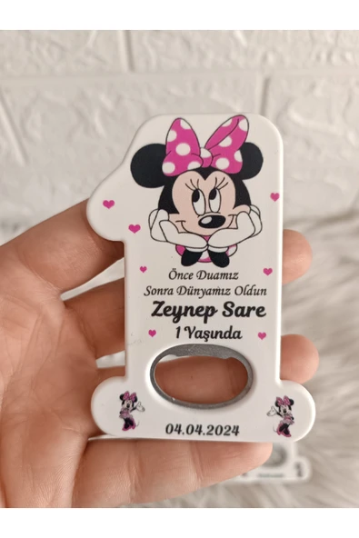 Doğrukan Hediyelik 25 adet 1 rakamlı Minnie li açacak magnet yenidoğan doğum günü mevlüt hediyelikleri ürün görseli