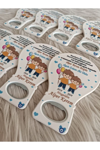 Doğrukan Hediyelik 25 adet abi erkek kardeş balon açacak yenidoğan magnet doğum günü mevlüt hediyelikleri - Resim 2