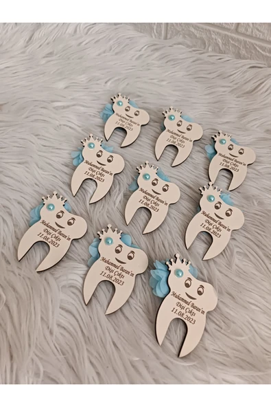 Doğrukan Hediyelik 20 adet ahşap diş hediyelik magnet diş buğdayı diş partisi - Resim 2