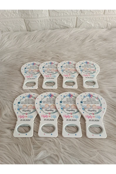 Doğrukan Hediyelik 50 adet kız erkek ikiz bebek balon açacak yenidoğan doğum günü mevlüt magnet hediyelik - Resim 3