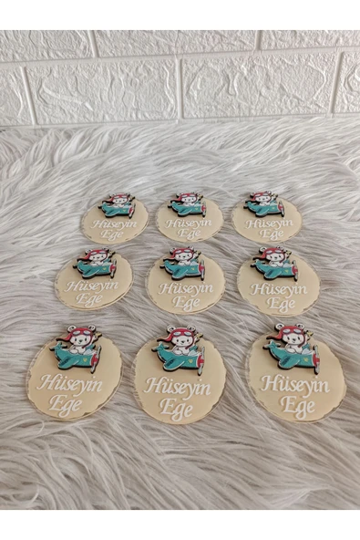 Doğrukan Hediyelik Uçakta ayıcık figürlü pleksi magnet yenidoğan doğum günü mevlüt hediyelik (10 adet) - Resim 3