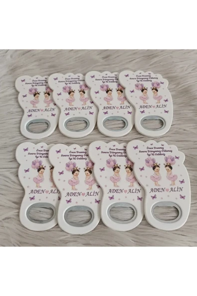 Doğrukan Hediyelik 25 adet ikiz kız bebek için yenidoğan doğum günü mevlüt magnet hediyelik ayak açacak - Resim 2