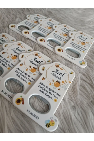 Doğrukan Hediyelik 20 adet arı konsept 1 rakam açacak magnet yenidoğan doğum günü mevlüt hediyelikleri - Resim 2