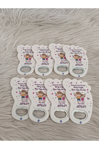 Doğrukan Hediyelik Abi kız kardeş ayak şeklinde açacak yenidoğan doğum günü mevlüt magnet hediyelik(25 adet) - Resim 3