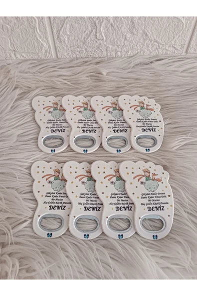 Doğrukan Hediyelik 25 adet küçük prensli ayak şeklinde açacak magnet yenidoğan doğum günü mevlüt hediyelikleri - Resim 3