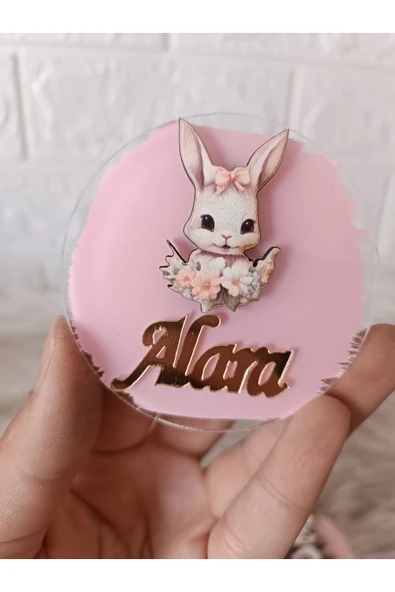 Doğrukan Hediyelik Çiçekli Tavşan Figürlü Yenidoğan Doğum Günü Magnet Hediyelik(10 adet) ürün görseli