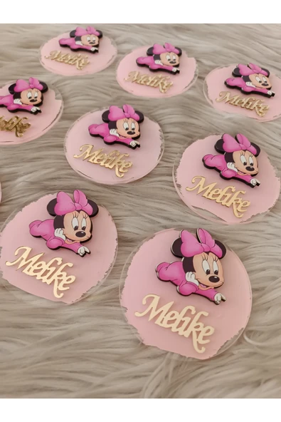 Doğrukan Hediyelik Yatan Minnie Mouse Figürlü Yenidoğan Doğum Günü Magnet Hediyelik(10 adet) - Resim 3
