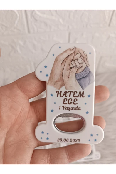 Doğrukan Hediyelik 10 adet aile el mavi konsept 1 rakam açacak magnet yenidoğan doğum günü hediyelikleri ürün görseli
