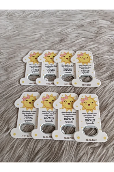 Doğrukan Hediyelik Güneş konsept 1 rakamlı yenidoğan doğum günü açacak magnet hediyelik 10 adet - Resim 3