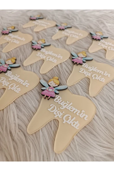 Doğrukan Hediyelik 10 adet Diş şeklinde diş buğdayı diş hediği pleksi magnet hediyelik yenidoğan doğum günü magnetleri - Resim 2